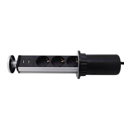 Выдвижная розетка POSocket-65 (3 розетки, 2USB входа, кабель)-3